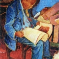 Looking at Graphic Prints (Portrait of Gerard Sekoto), 2005. Oil on canvas, 90 x 64 cm (Image courtesy of the artist)