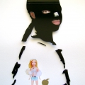 Black Mata Hari with Barbie Doll, 2010. Mixed media on paper. 59 cm x 42 cm. (Image courtesy of the artist)