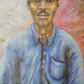 Self Portrait. Crayon on paper, 160 x 100 cm. (Image courtesy of the artist).