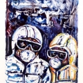 Clothes of the Deaths 2, 2016. Monoprint on fabriano paper. 75 x 100 cm. (Image courtesy of the artist).