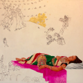 Nirveda-Alleck-Between-Sleep-and-Reason-oil-on-canvas-with-gold-leaf-180cm-x-180cm-2018