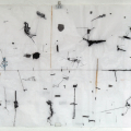 That's the way we flow, 2020. Drawing with thread, charcoal and pastel on wrapping paper. (Image courtesy of the artist).