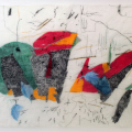 Enclosed, 2020. Charcoal, pastel, watercolor and thread on wax paper, 99 x 150cm. (Image courtesy of the artist).