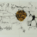 Shine your light, 2020. Drawing with thread, pastel and charcoal on wax paper. (Image courtesy of the artist).