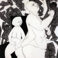 Artist in the Landscape, c.1967. Charcoal on paper, 86 x 55 cm. (Collection: Bruce Campbell-Smith, Photo courtesy of ReVisions