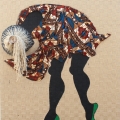 Madness, 2017. Hessian, African fabric, twine and acrylic paint, 160 x 150 cm, (Photo courtesy of EBONY/CURATED).