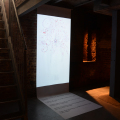 The Flower, 2015. Video installation featuring fabric and printed text (text by Demere Kitunga), dimensions variable. (Photo courtesy of the artist).