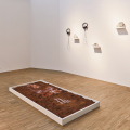 The Land Remembers, 2019. Installation featuring soil, stones, video, text (text by Demere Kitunga), and sound, dimensions variable. (Photo courtesy of the artist).