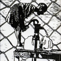 The Old Days. 1991. Woodblock, 18 x 17 cm, (Photo courtesy of the artist)