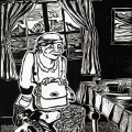 Loneliness,1996. Linocut print. 