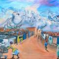 Langa Burning, 2010. Oil on canvas, 72.5 x 131 cm. (Photo courtesy of Rudi Rieger)