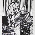 Mafia and the Aeroplane, 1994. Linocut print, 42 x 30 cm. Book: Ed. M., Peters. S., 1994, Mafia and the Aeroplane, Cape Town: Human & Rousseau