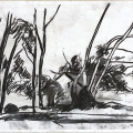 Village IV, Charcoal on Fabriano, 49,5cm x 35cm. (Photo courtesy of KZNSA Gallery).