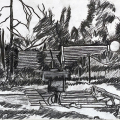 Village V, Charcoal on Fabriano, 49,5cm x 35cm. (Photo courtesy of KZNSA Gallery).