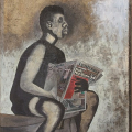 Eish! Marikana (from The Black Painting series), 2013. Acrylic on metal. 220.5 x 123 cm (Image courtesy of Durban Art Gallery).