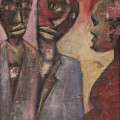 Double Talk, 2013. Acrylic on canvas, 74 x 46 cm (Image courtesy of Durban Art Gallery)