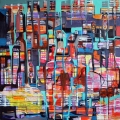 Untitled Abstract, 2013. Oil on canvas. 150 x 150 cm, Located at Nando’s Applecross, Australia.