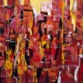 Untitled Abstract, 2014. Oil on canvas, 120 x 120 cm, Located at Nando’s, South Africa.