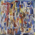 Untitled, 2013. Mixed-media on canvas, 100 x 100 cm. Located at Nando’s Bruma, Johannesburg.