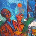 A cry O imenemene le ndoda. Pastel on Fabriano paper, 30.5 x 53.5 cm, (Photo courtesy of Rose Kober Art).